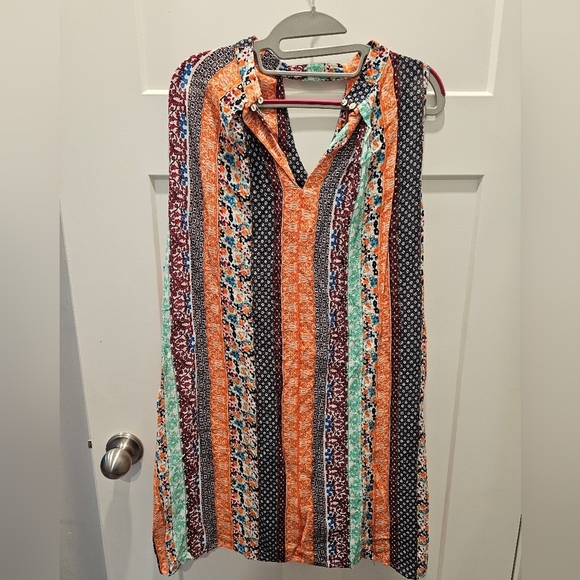 Umgee USA Boho Multicolor Patchwork Sleeveless Tunic Dress Size S - Picture 6 of 12